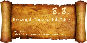 Breznyánszky Bódog névjegykártya